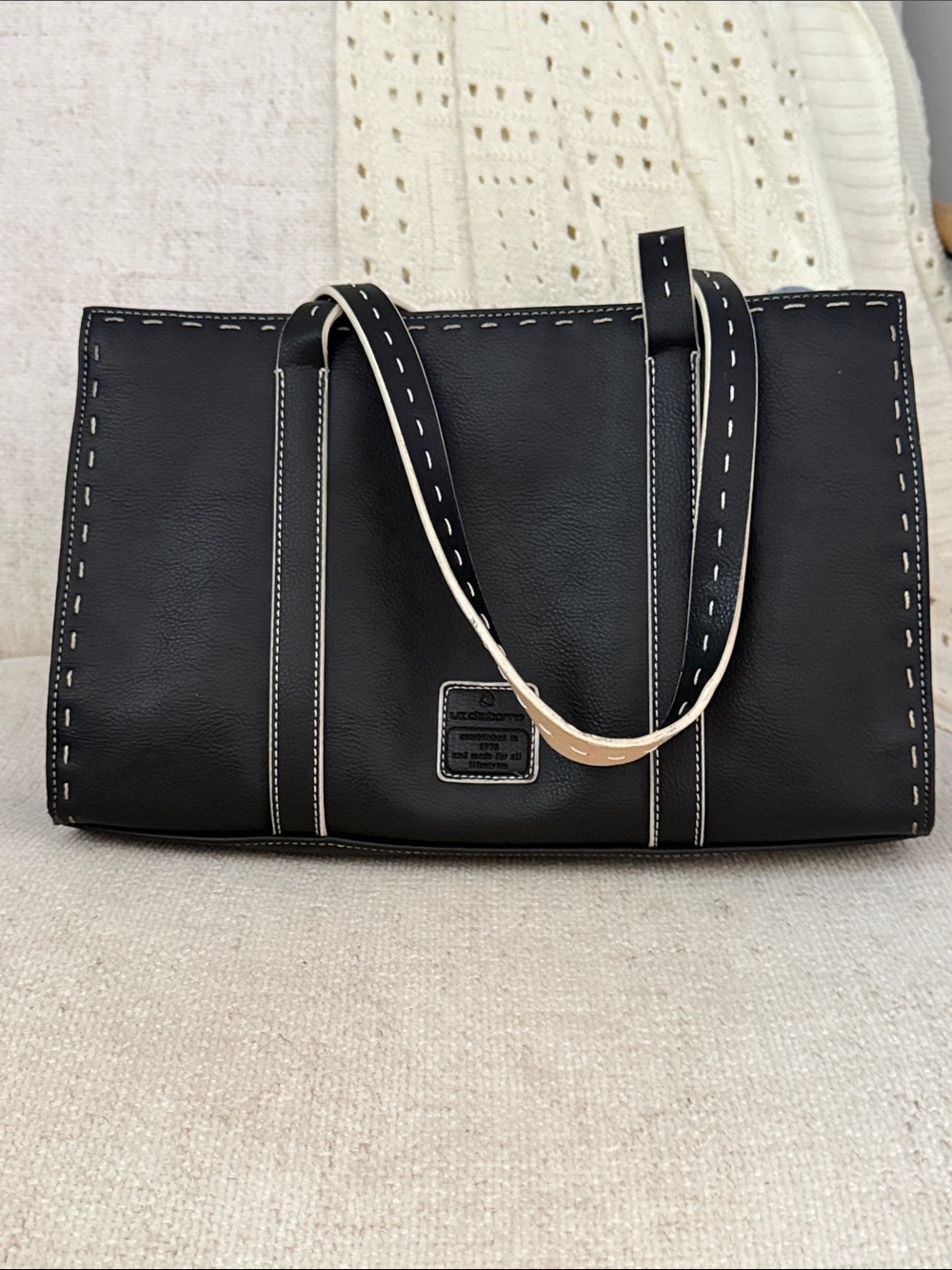 Liz Claiborne Tote Bag with White Stitching